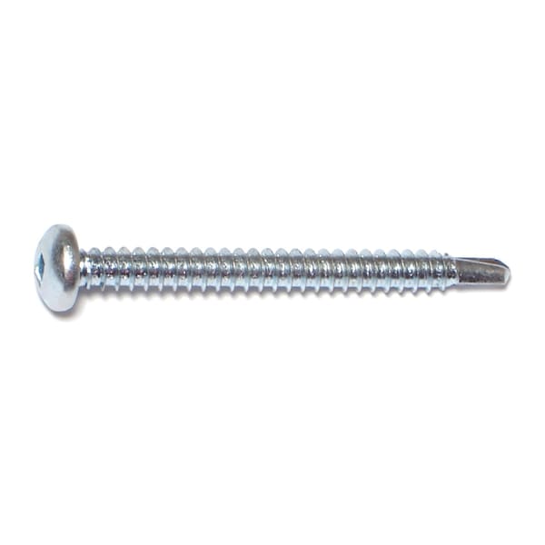 Midwest Fastener Self-Drilling Screw, #10 x 2 in, Zinc Plated Steel Pan Head Square Drive, 100 PK 08816 - main